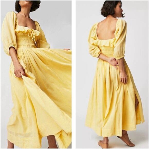 Free People Dresses & Skirts - Free People Oasis Midi Dress Pineapple Juice Yellow - Medium